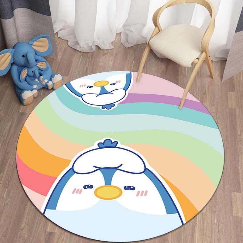 Cartoon round coffee table floor mat cute table and chair children's room fresh floor mat suitable for bedroom living room