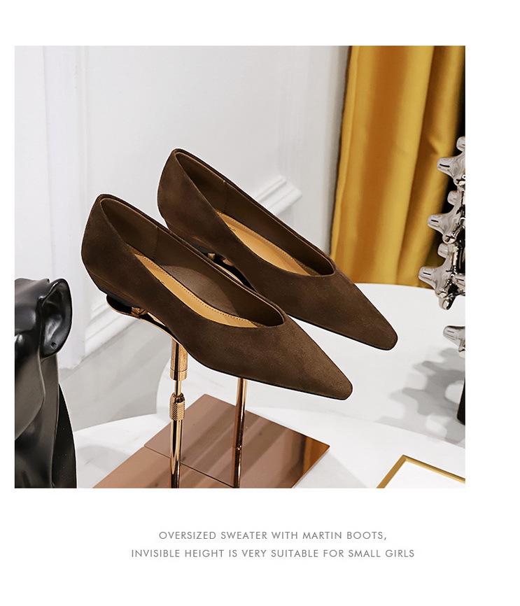 Korean Style Women's Wedge Heel Suede Pointed Toe Shoes - Comfortable & Versatile