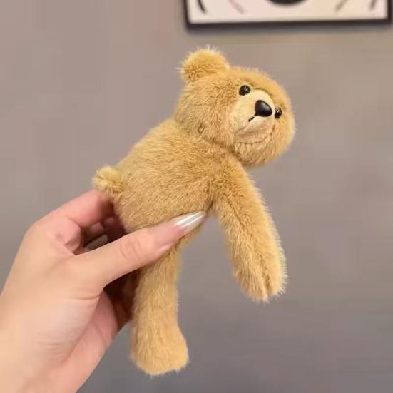 Hair Claw Cartoon Plush Bear Doll Bowknot Decor Hair Clip Clamping Tooth Design Strong Grip Hair Pin Hair Accessory