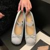 Luxus Satin Seide Ballett Schuhe Frau Klassische Karree Bowtie Elastische Band Ballerinas Damen Weiche Slipper