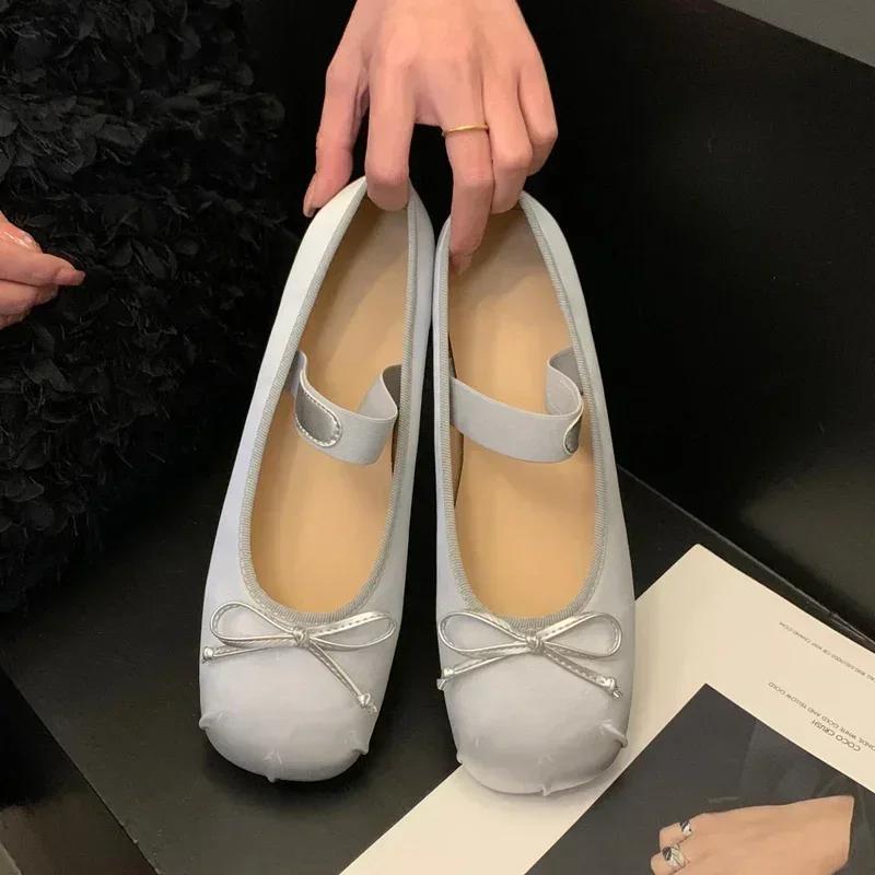 Luxus Satin Seide Ballett Schuhe Frau Klassische Karree Bowtie Elastische Band Ballerinas Damen Weiche Slipper