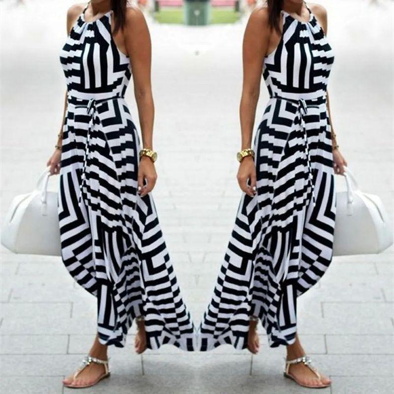 

Women s Solid Color Printed Long Skirt Solid Color Printing Large Swing Dress Black S