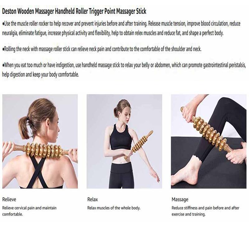 Durable And Safe 1Pc Wooden Massage Roller Wood Therapy Massage Tools For Body Shaping - Anti Cellulite Wood Manuel Wooden Fascia Massage Roller