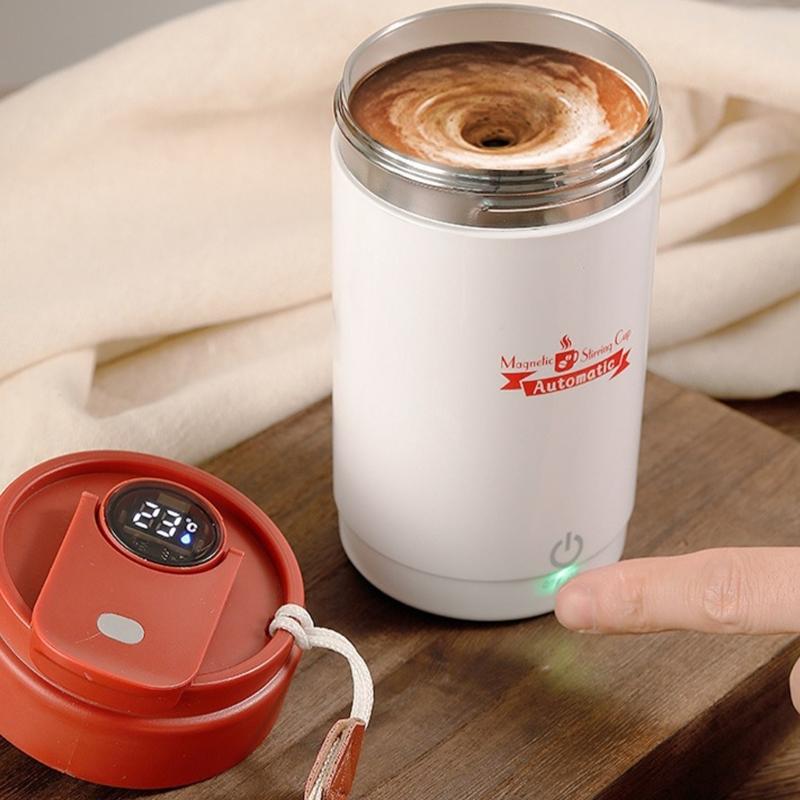 316 Nonrust Steel Auto Stirring Travel Mugs With Intelligent Temperature Monitor 300ml Capacity Leak proof Designs Home Office Use