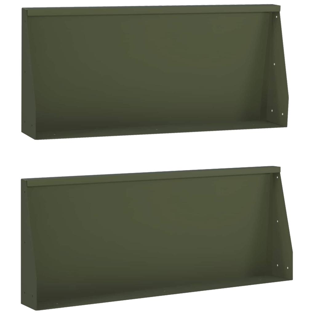 Retaining Wall 2 Pcs 100 X 12 X 40 Cm Steel Olive Green