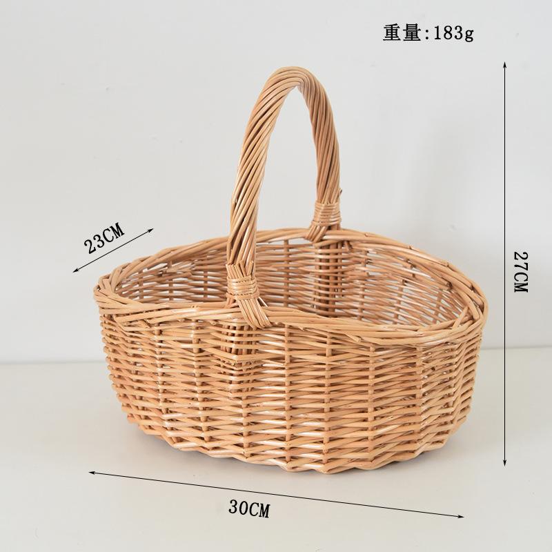 Rattan storage basket Willow weaving portable flower basket Woven vegetable picking fruit basket Bread steamed bread storage basket