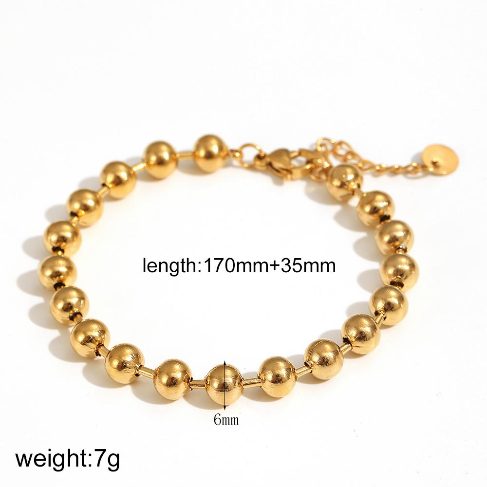 

6/8mm Stainless Steel Ball Bead Necklaces For Women Men Gold/Silver Color Metal Fat Peach Heart Pendant Jewelry 45cm
