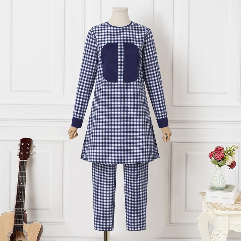 

Весенние женские клетчатые комплекты из 2 предметов, топы с длинными рукавами, длинные брюки