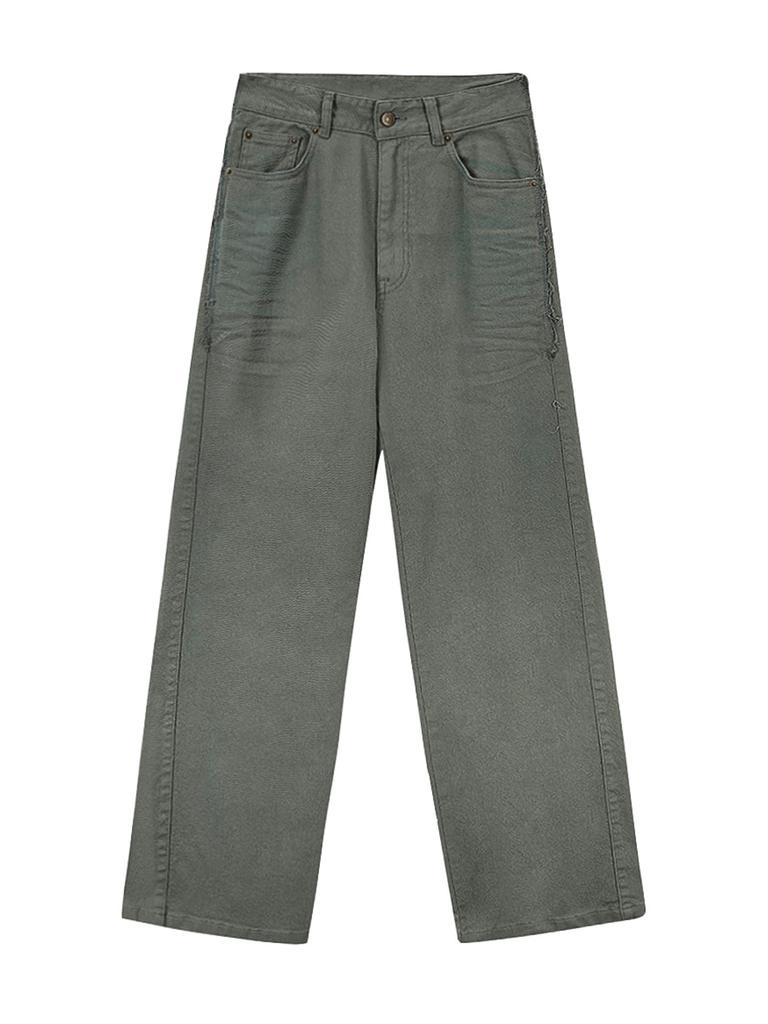 Mattengkim Color Point Washed Denim Pants In Khaki