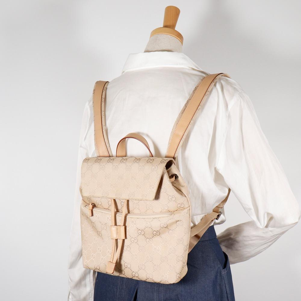 GUCCI Backpack Backpack Daypack 003.0242 beige GG canvas Women Used
