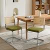 Ensemble de 2 chaises de salle à manger style Mid-Century Modern, Chaises d'appoint en velours avec dossier en rotin naturel et base en chrome inoxydable, Vert olive, DE1851OL