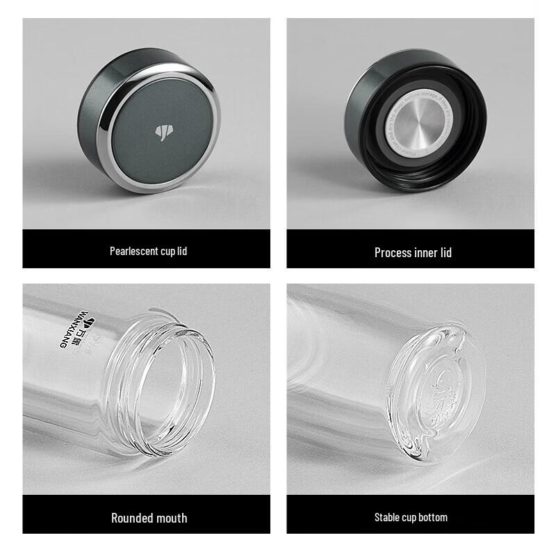 WANXIANG Antibacterial Double-Layer Glass Tea Infuser Bottle 360ml