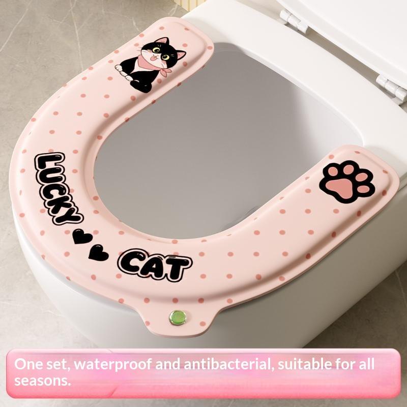 Waterdicht Toiletbril Kussen Met Leuke Cartoon Print Zacht Dik Ademend Opvulling Voor Thuisbadkamer Dagelijks Gebruik