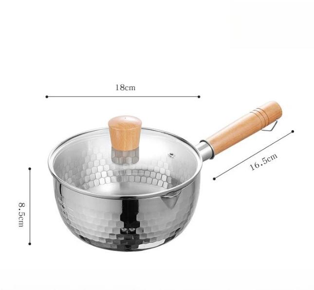 Yukihira Pan Stainless Steel Yukihira Saucepan with Lid Yukihira Pot with Hook Japanese Milk Pot Sauce Pot Cooking Pot