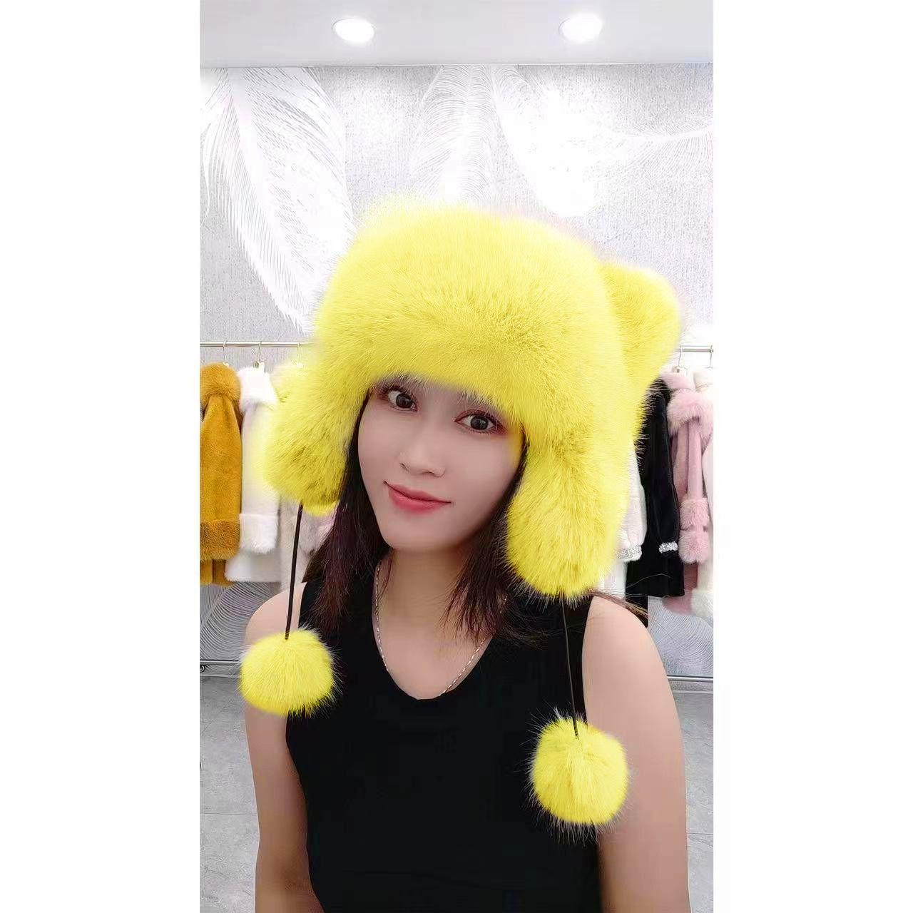 

Енотовые наушники Енотовый мех Плюшевые шапки Осенние и зимние шапки для мужчин и женщин one size (54-56cm)