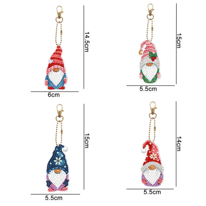 4 pcs/set 5D Three-dimensional Diy Diamond Painting Keychain Goblin Shaped Pendant Colored Bag