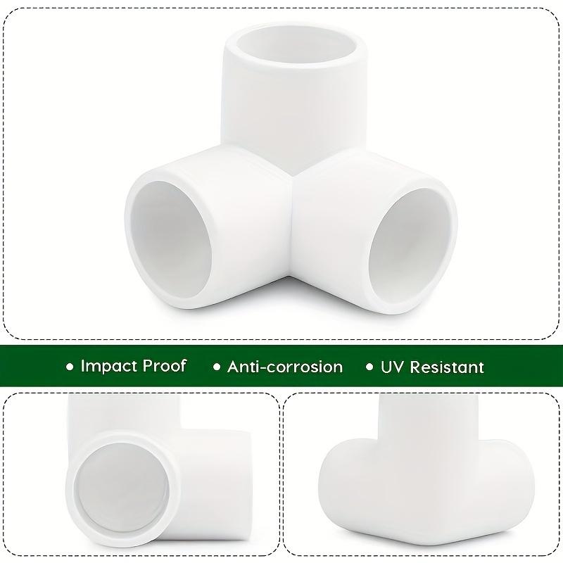 6Pcs White Black Plastic Pipe Connector PVC Fitting 3 Way Elbow Connector for Building Furniture Greenhouse Shed Pipe Fittings