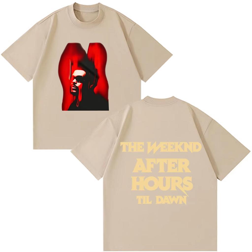 2026 Hot Sale The Weeknd After Hours Til Dawn Double Sided T Shirt Men Women Red Portrait Print Casual Short Sleeve Tee R&B Music Fan Merch Streetwear
