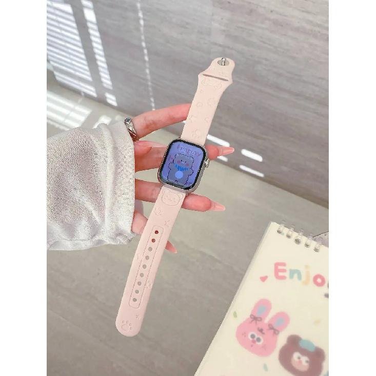 

New Silicone case band For Apple Watch cover strap Series 11/10/9/8/7 40mm 41mm 42mm 44mm 45mm 46mm 38mm40mm41mm розовый