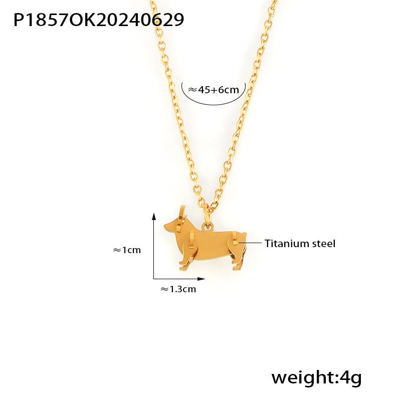 18k Gold-Plated European Style Animal Pendant Necklace – Titanium Steel, Versatile, Fashion Jewelry for Women.
