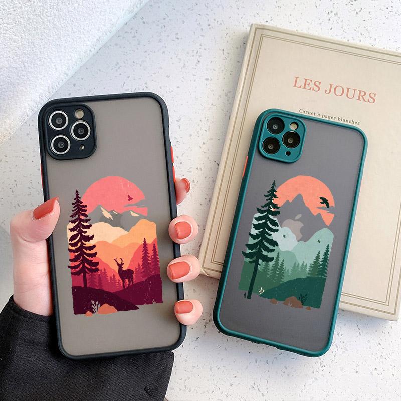 Mountain Tree Sunset Phone Case For iPhone 7 8 Plus SE2 For Iphone X XR Xs Max 16 11 12 13 14 15 Mini Pro Max Shockproof Cover