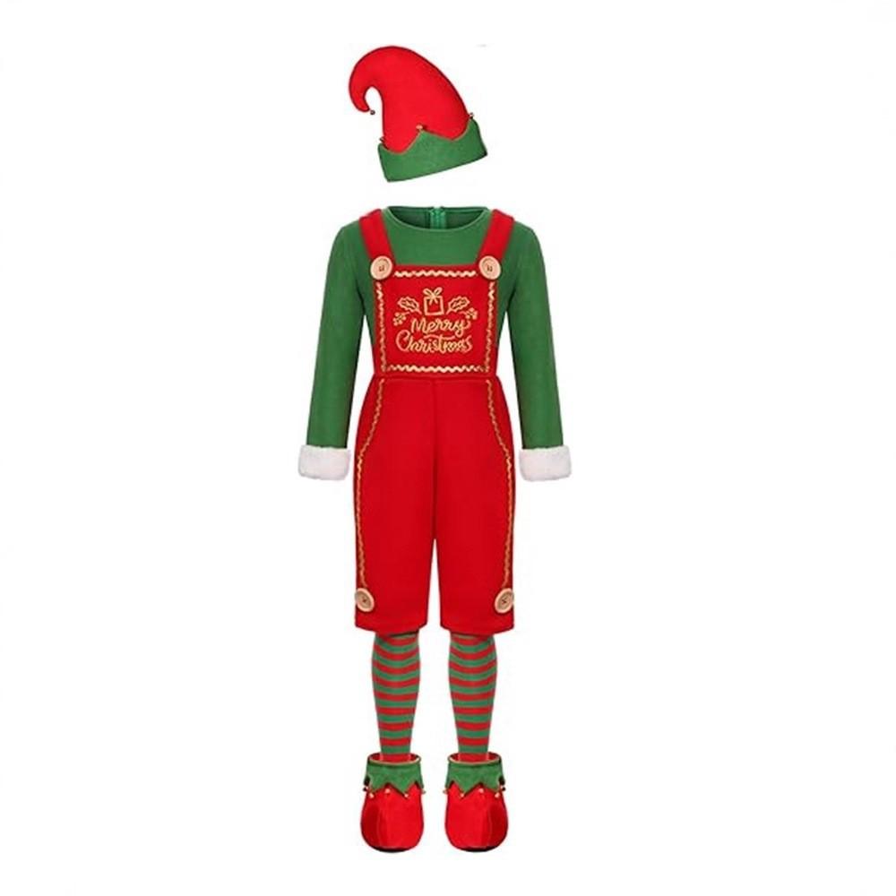

Рождественский Детский Милый Костюм Зеленого Эльфа Новогодний Семейный Праздник Фестиваль Маскарадный Костюм Санта Клауса Косплей Комплект для мальчика 140