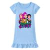 M1210 Kids Girls Kpop Rumi Zoey Mira Print Short Sleeves Ruffle Dress