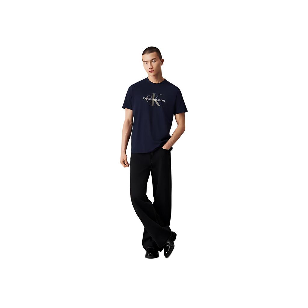 Calvin Klein Comfortable Daily Letter Print Round Neck Short Sleeve T-Shirt Men Tops Deep-Sapphire 00040EM286-CEF