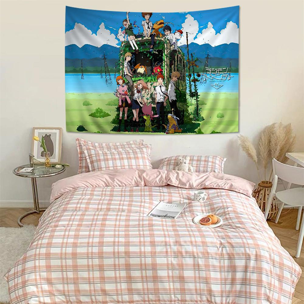 DDigimonS CARTOON Buntes Wandbehang-Gobelin Günstiger Hippie-Wandbehang Böhmische Wandteppiche Mandala-Wandbehang-Blätter