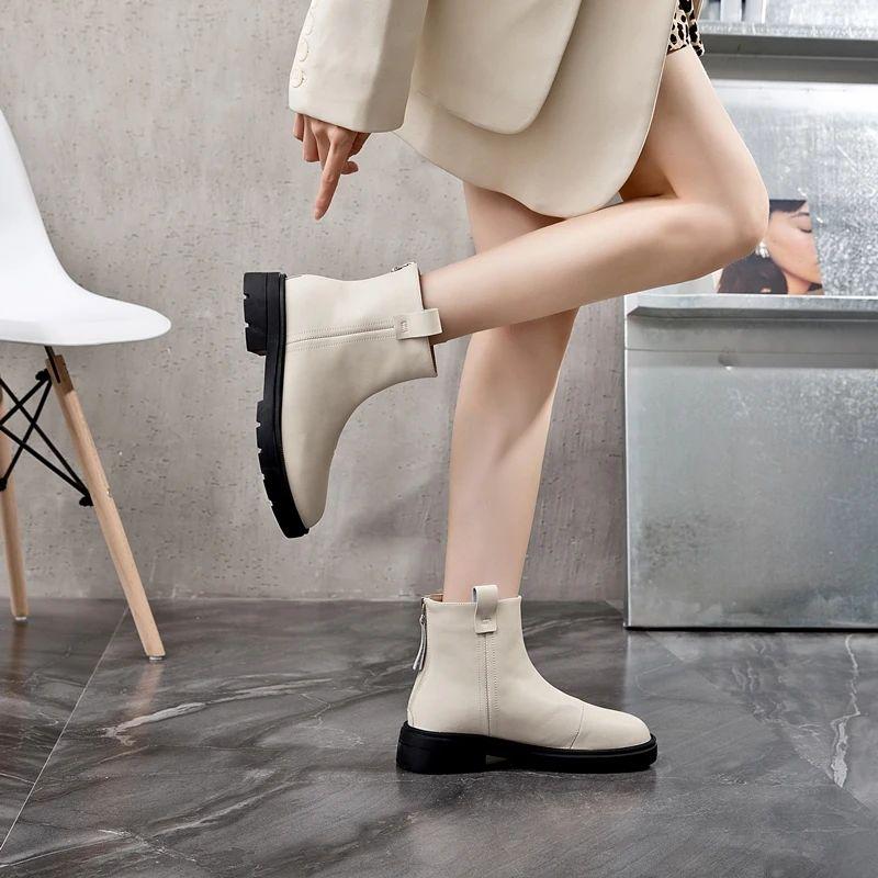 Fashion AIYUQI Ankle Boots Women 2024 New Anti-slip Genuine Leather Women Short Boots  Fashion British Style Winter Chelsea Boots Women