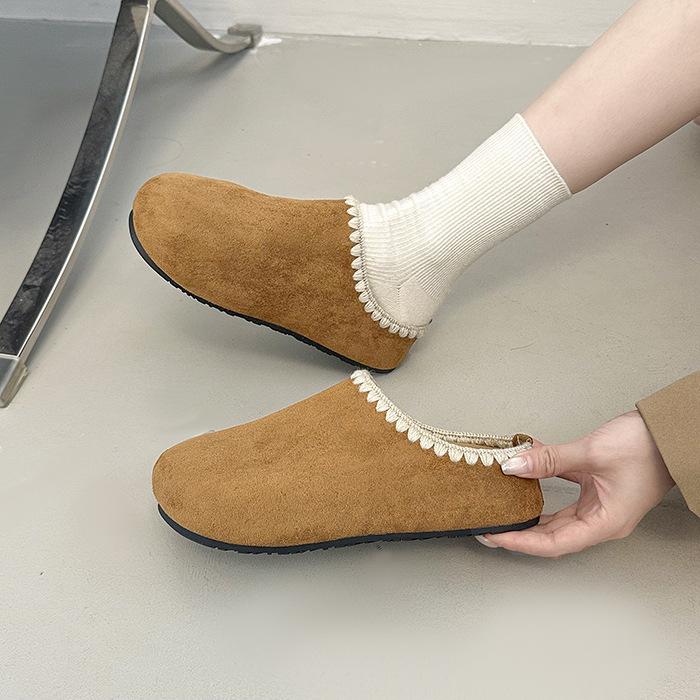 Retro Embroidered Birkenstock Shoes Bag Head Half Slippers Women's Outer Wear 2025 Autumn New Thick-soled Inner Height-increasing Birkenstock Single