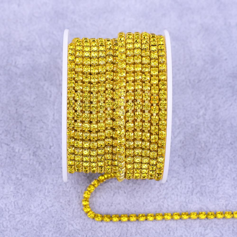 Glass Crystal Rhinestones Chain Sew on Trimming Colorful Rhinestone Chains for Dress Decoration