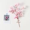 6Pcs Artificial Peach Blossom Branch with Stem Realistic Reusable Home Wedding Party Faux Flower Floral Spring Decoration Photo Props