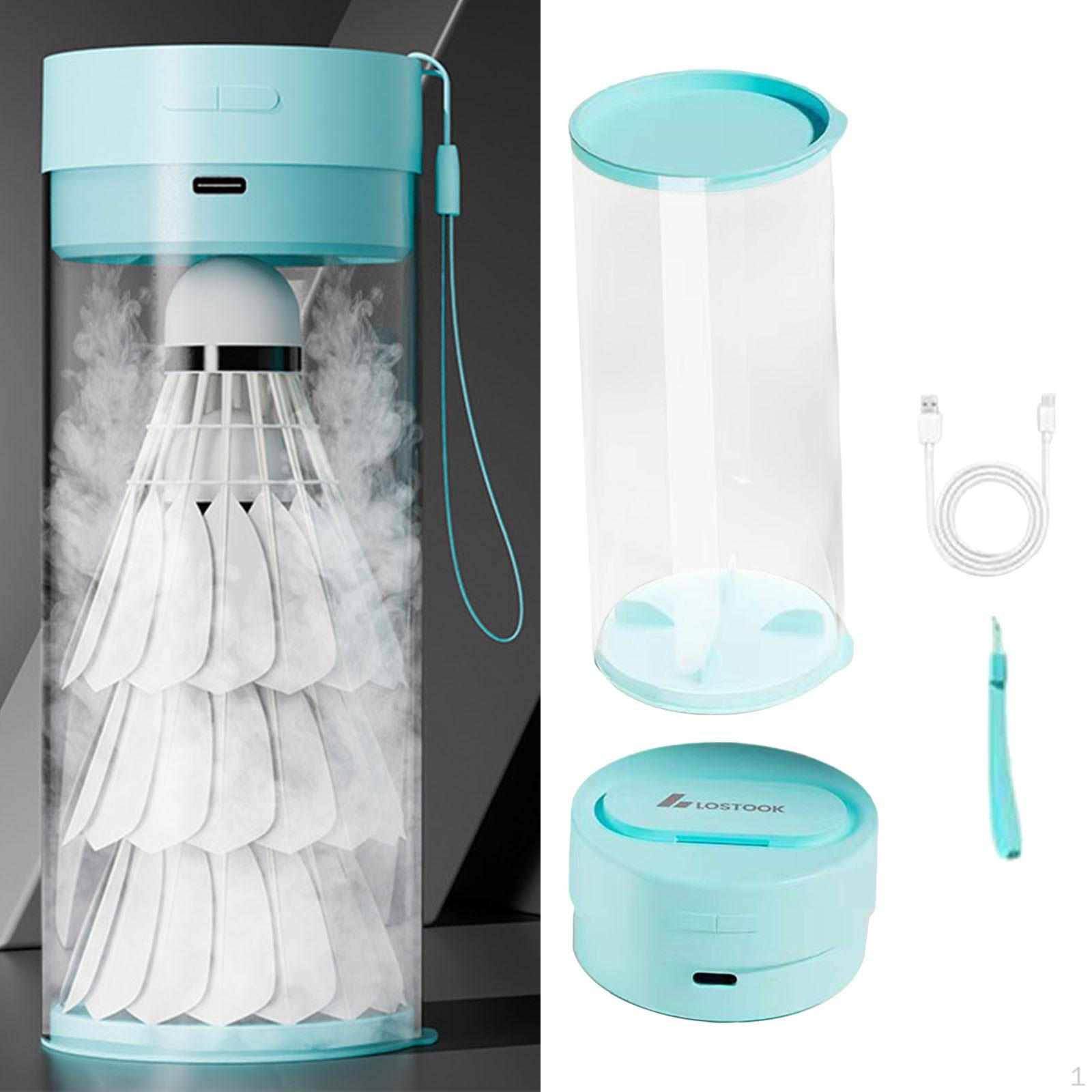 Пароварка для воланчиков бадминтона, Увлажнитель для воланчиков, Практичный, Перезаряжаемый Type C, для спортивных игр Blue with Bucket