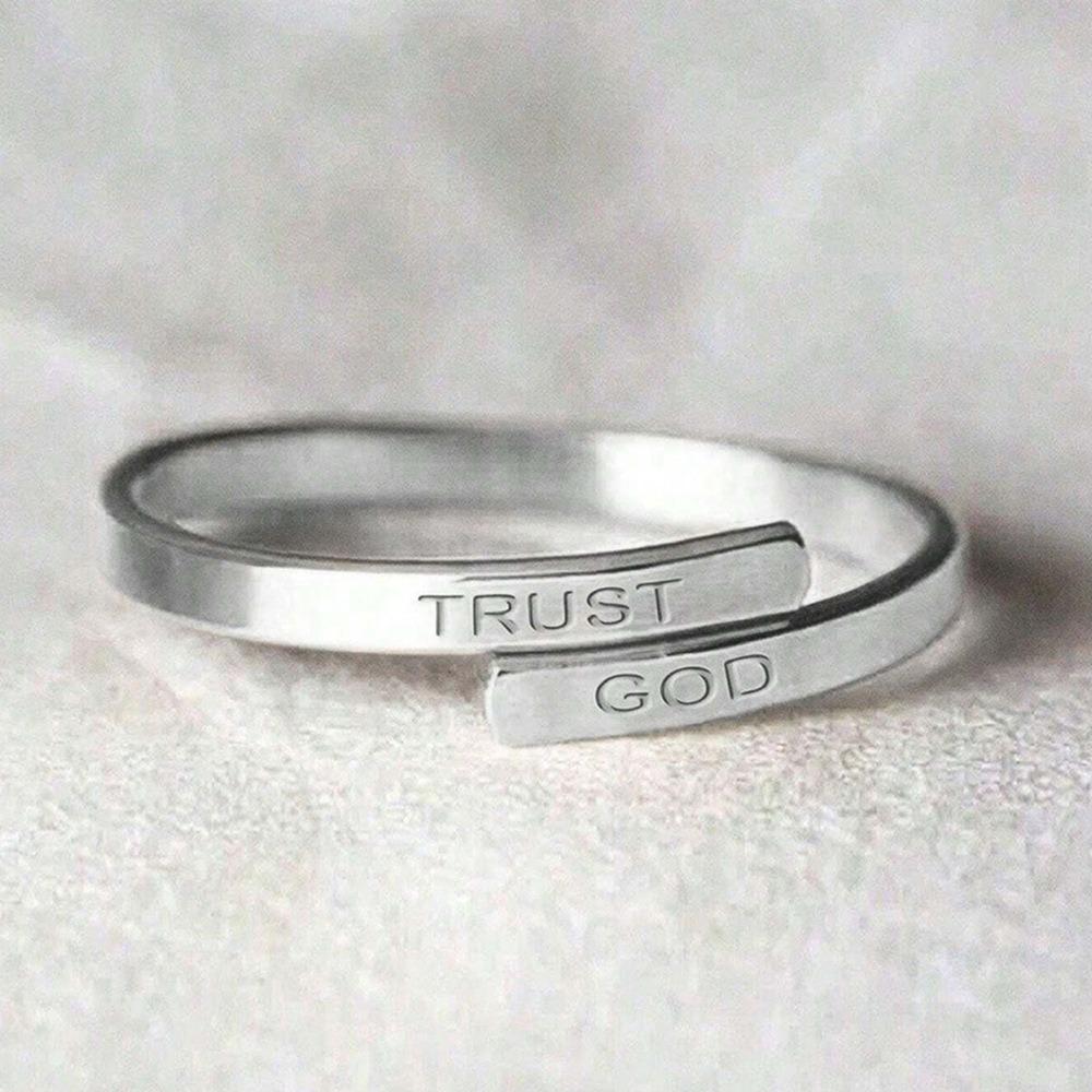 

Elegant TRUST GOD Adjustable Two-Layer Stainless Steel Ring, Free Size All-Season, Valentine S Day for Women and Men Jewelry resizable
