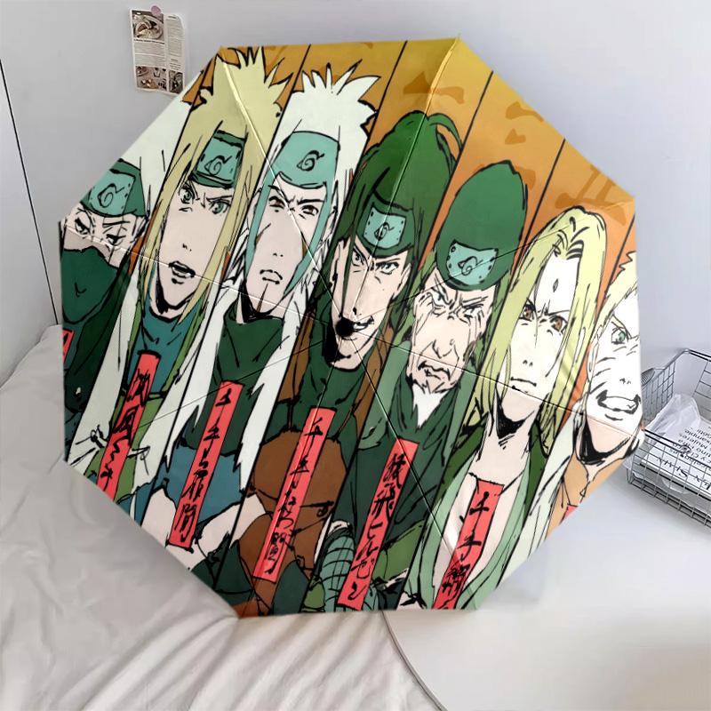 1 PC Automatic Folding Umbrella - Naruto Fire Sage Mode Pattern Portable Foldable Design With 8 Ribs Christmas Birthday Gifts