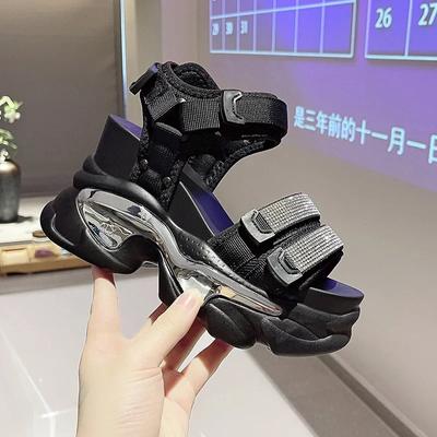 Fashion Summer High Platform Women Sandals Buckle 10CM Wedges Bling Shoes Fashion 2025 Outside Chunky Sandals Beach Casual Slides Woman
