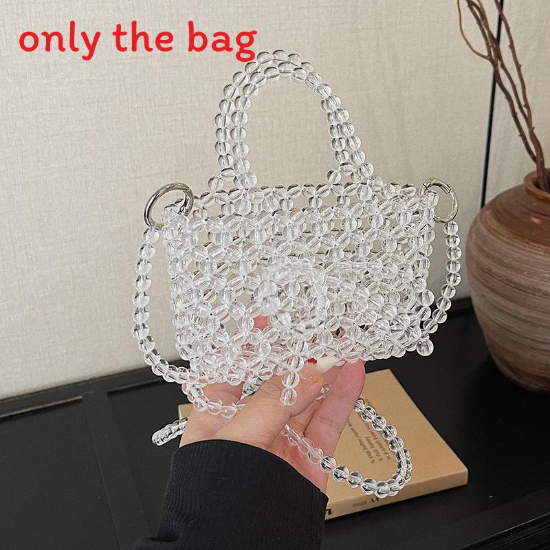 Transparent Bead Handbag With Bow Design And Top Opening For Casual Wear