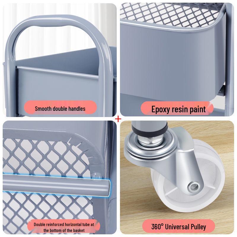 Multi-Layer Mobile Storage Rack for Bathroom, Kitchen, or Bedroom - Floor-Standing Trolley Shelf