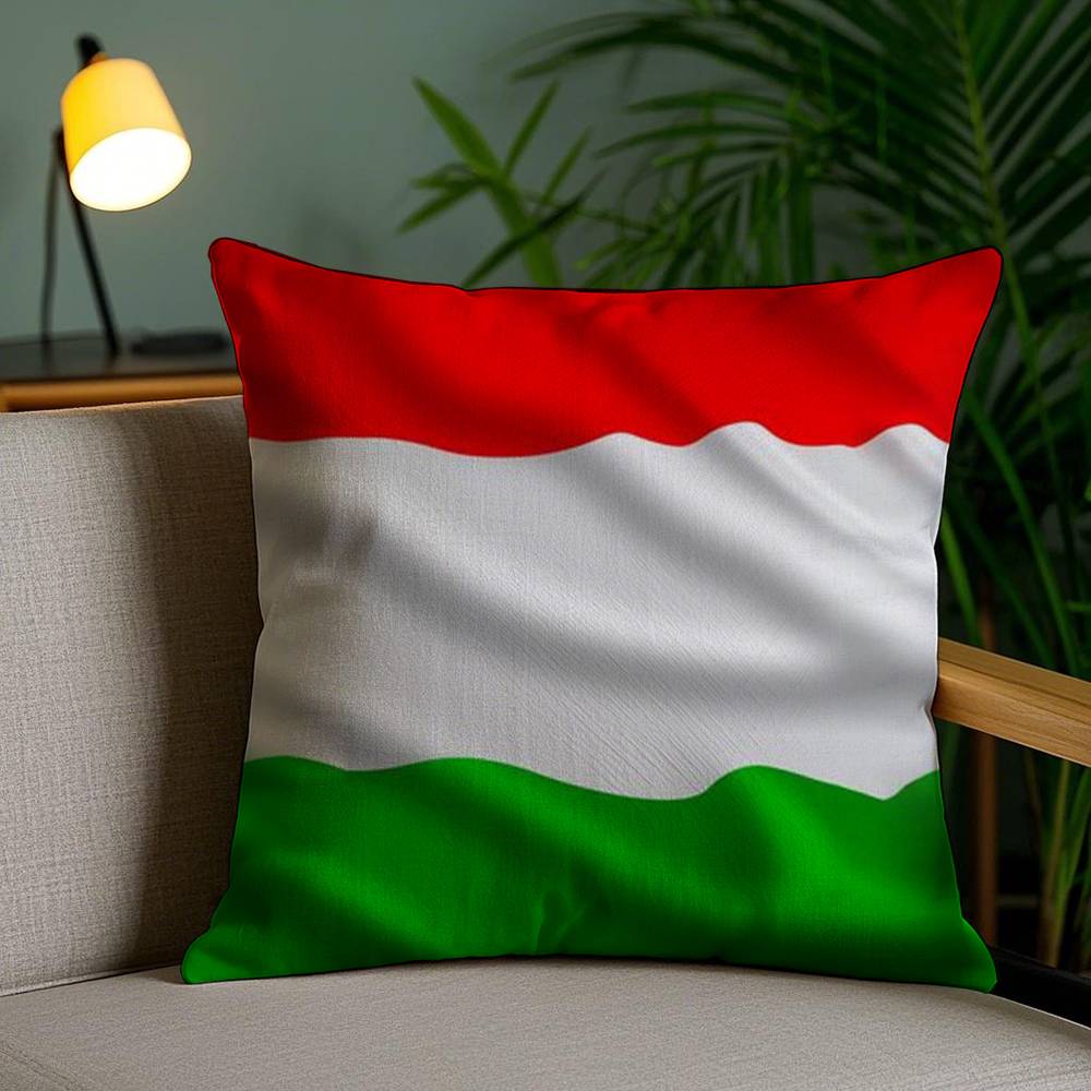 I-Iitalian Flag Pillow Case Office Sofa Dorm Chair Back Short Plush Double-sided Printing Home  Cushion Cover