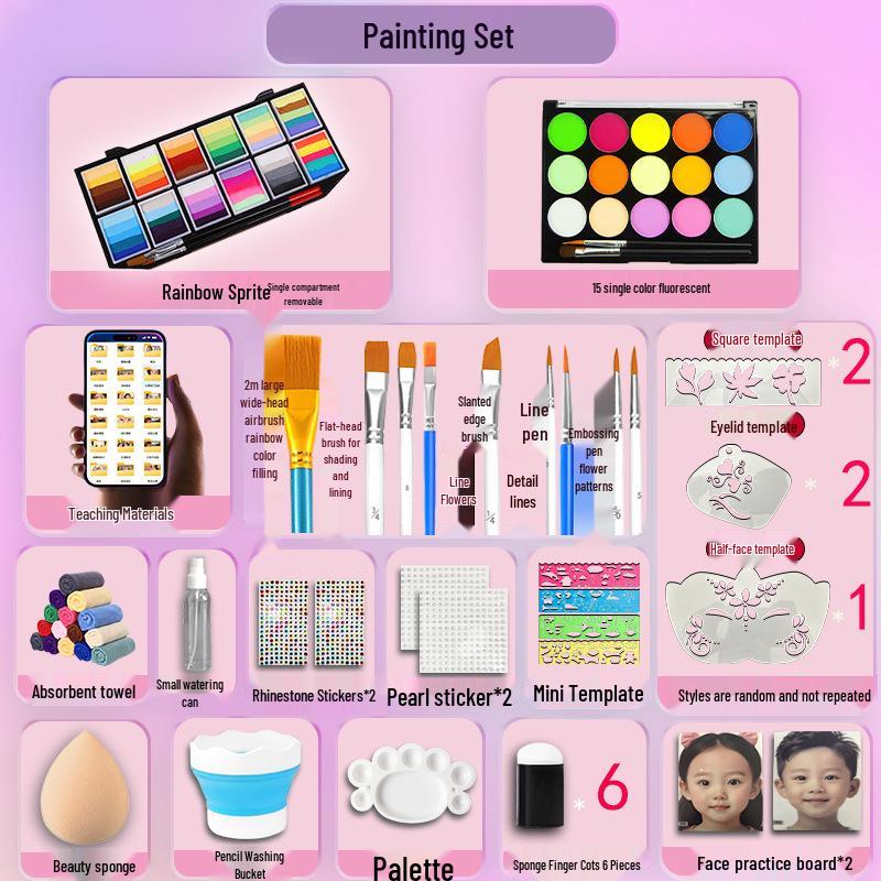 MengHui 12-Color Kids' Face Paint Set - Water-Soluble Body & Stage Makeup