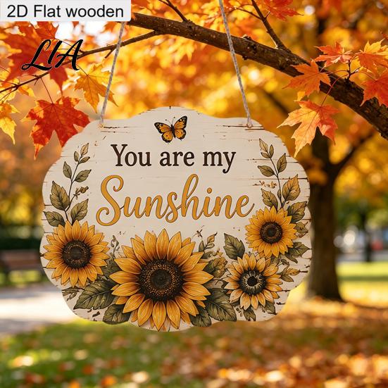 Farmhouse Porch Decoration Fall Thanksgiving Wooden Sign Door Hanger, 2D Sunflower Pumpkin Gnome Wall Creative Housewarming Gifts Plaque, Rustic