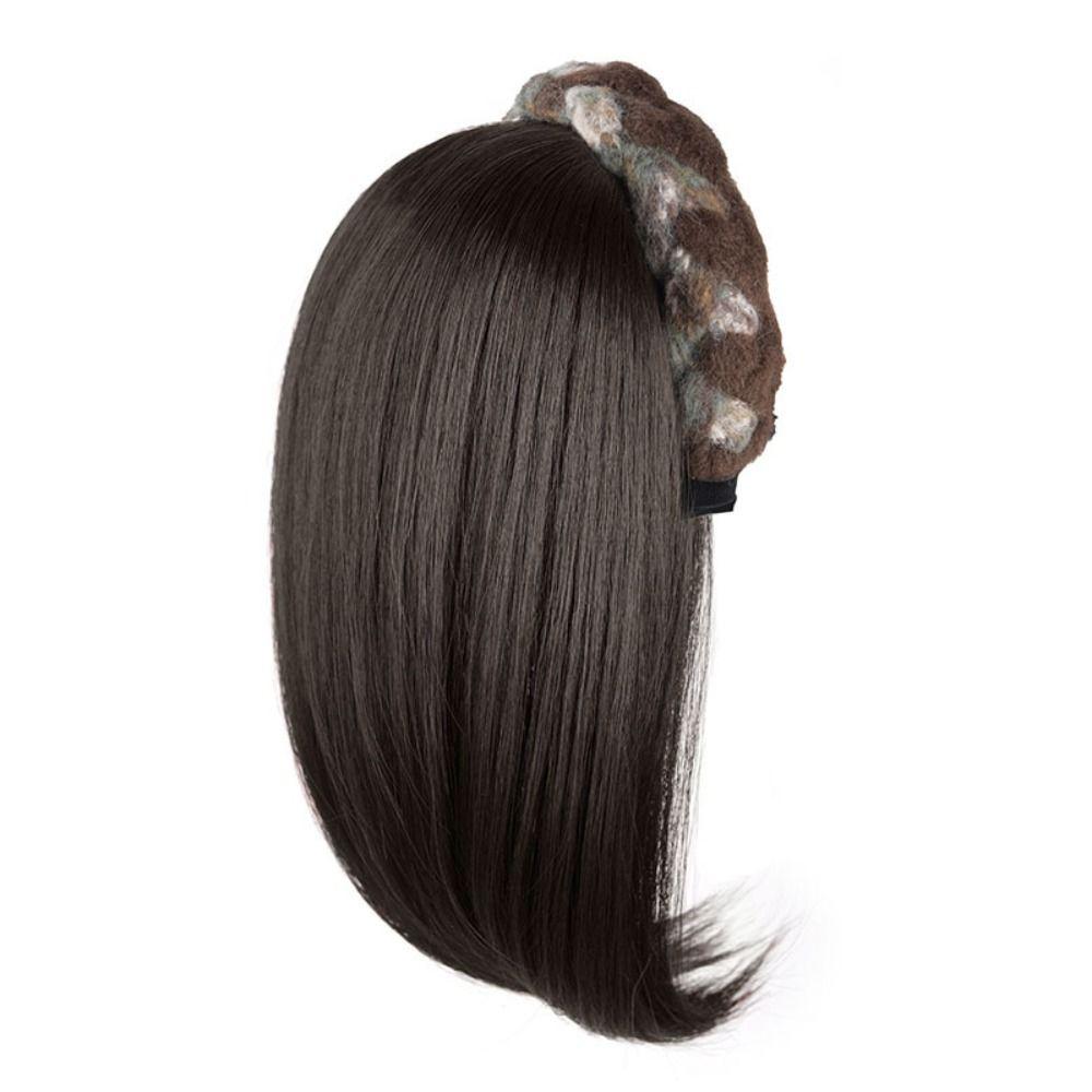 Synthetic Half Headband Wig Korean Style Women Hair Hoop Short Straight Headband Wig  Female