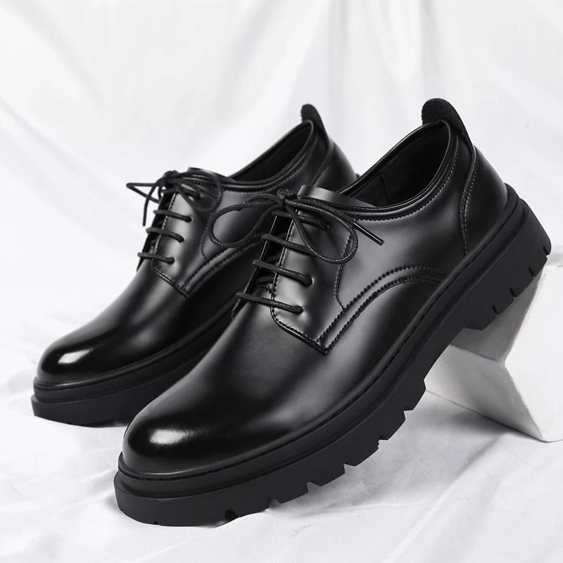 Fashion New Arrival Mens Leather Oxford Shoes Thick Bottom Casual Shoes British Style Male Business Shoes Formal Dress Footwear Sneakers