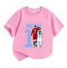 Kids Boys Girls Crew Neck Short Sleeve 100% Cotton T-Shirt, Football Superstar Pattern Casual Soft Comfortable Tee for Daily Sports Outdoor Wear