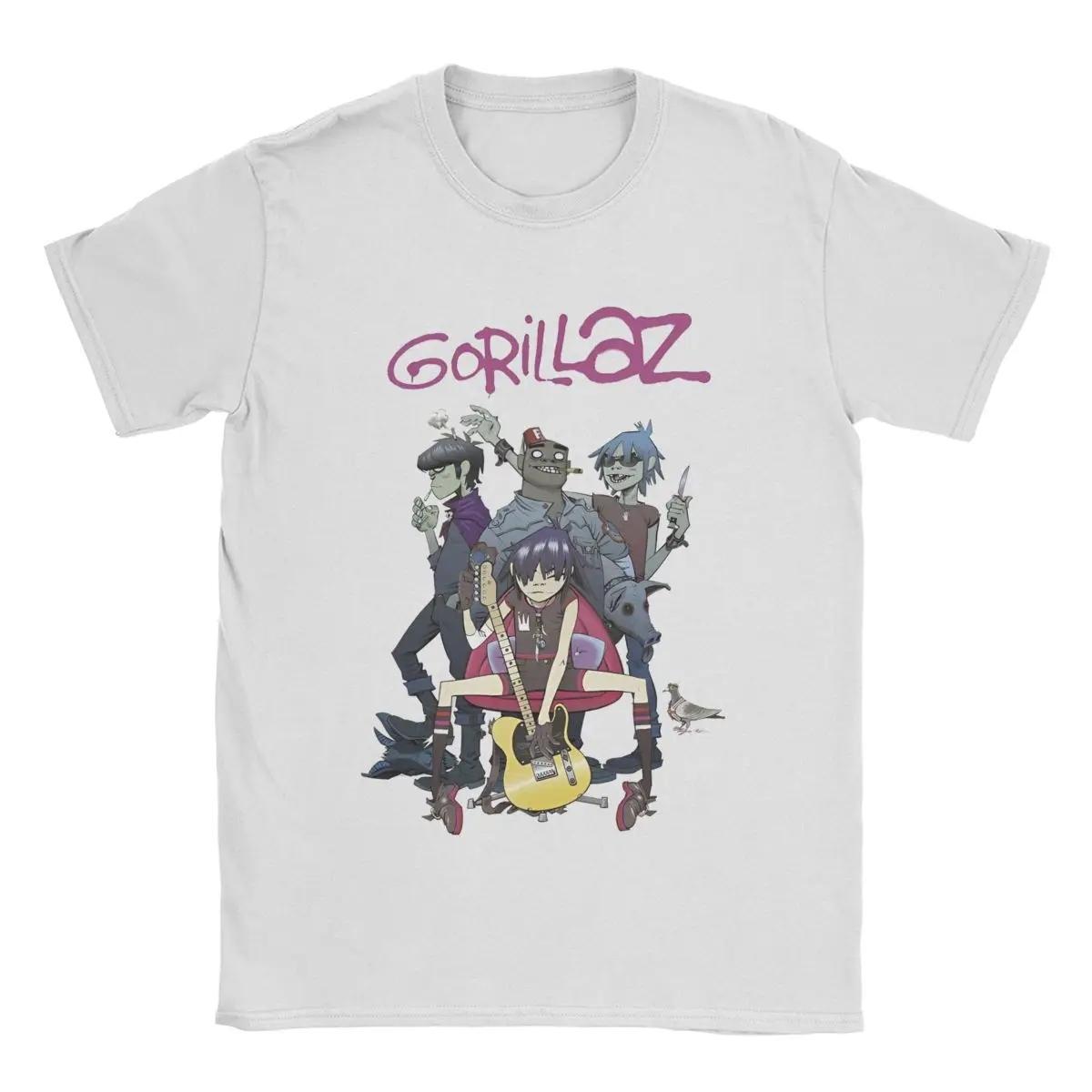 

Мужская футболка Gorillaz Geep Logo Reverse Музыкальная группа Панк-рок 90-е Y2K Винтажная футболка с коротким рукавом и круглым вырезом Хлопок Большой размер Топ S