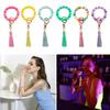 Fluorescent Bead Keychain with Tassel Silicone for Key Ring Bracelet Boho Car for Key Chain Wristlet Cute Tassel for Wom