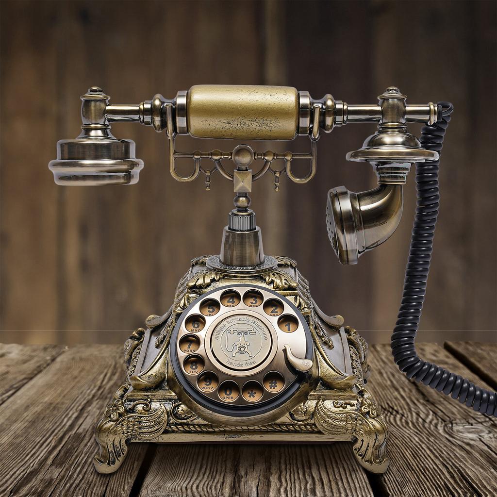 Retro Rotary Phone, Antique-Style Landline with Resin Body and Zinc Alloy Bracket, Perfect for Home, Office, and Cafe Decor