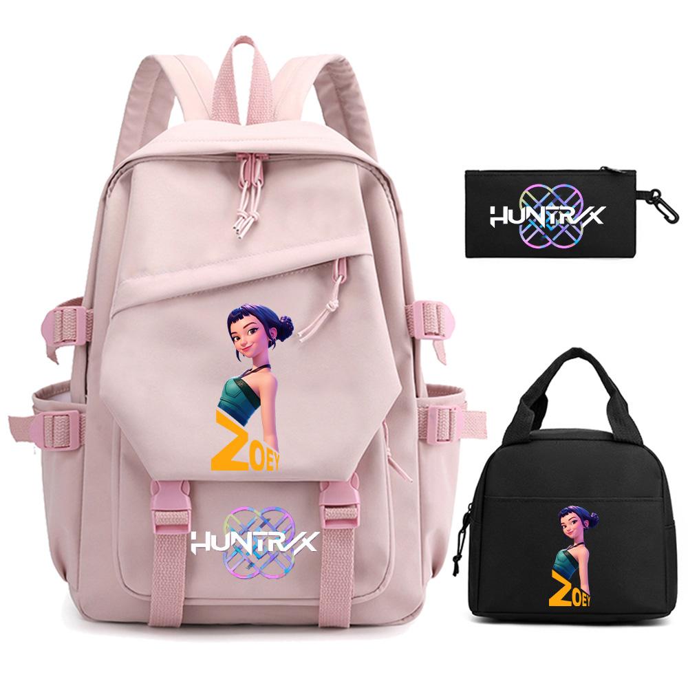 3Pcs/set K-pop Demon Hunters Printed Backpack for Teenger Boy Girl Large Capacity Schoolbag Children Student Bookbag Women Waterproof Travel Bag
