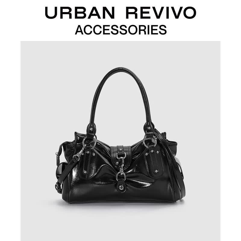 URBAN REVIVO Shiny Functional Shoulder Crossbody Bag One Size